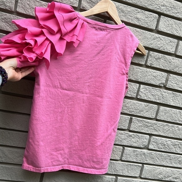 Lili Sidonio x Molly Bracken Pink Asymmetrical Layered Sleeve Top S - Picture 8 of 8